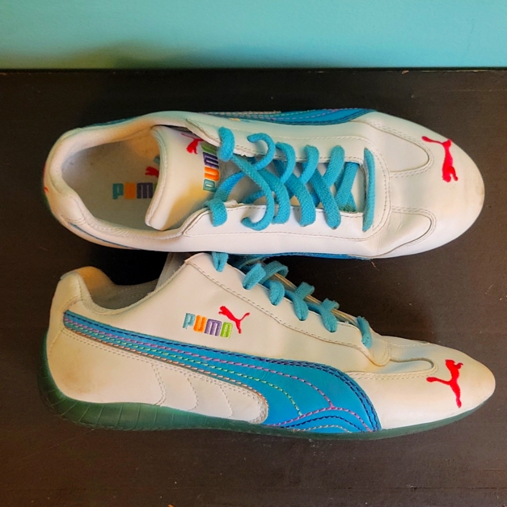 Puma Shoes | Puma Speedcat | White | Blue | Pink puma
